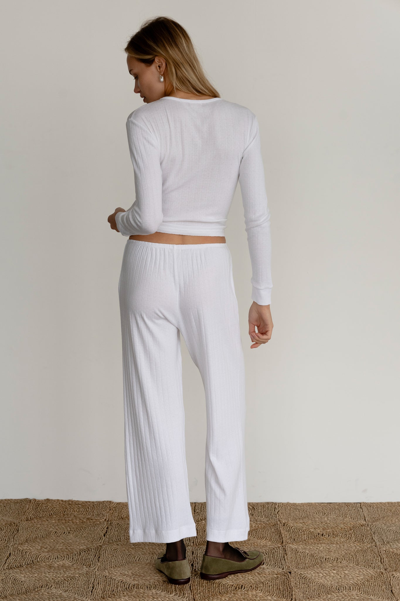 The Pointelle Simple Crop Pant