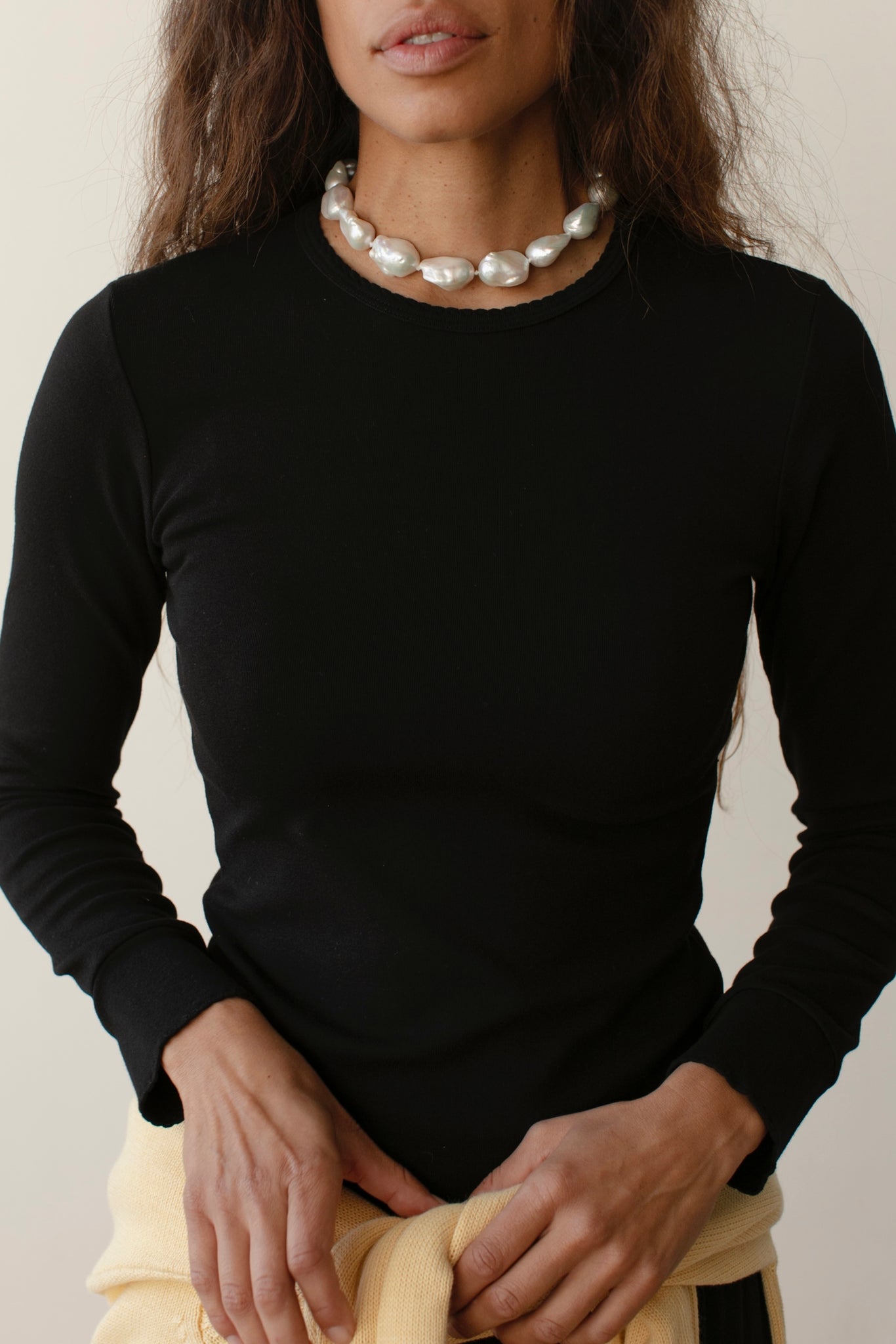 The Baby Rib Scallop Long Sleeve