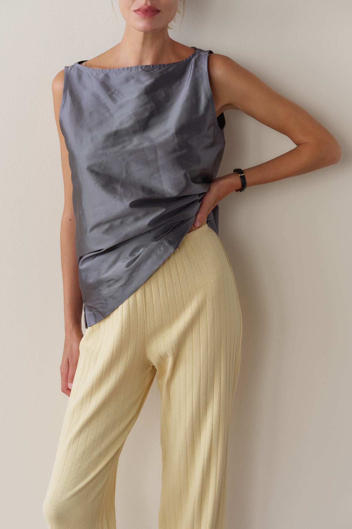The Pointelle Simple Crop Pant