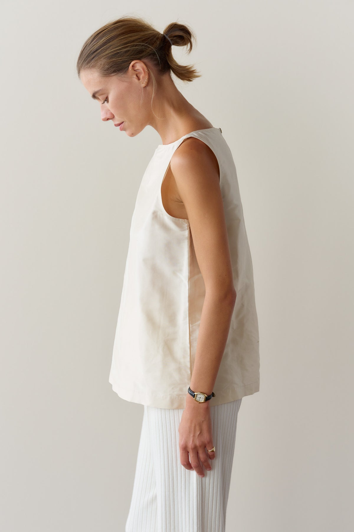 The Silk Taffeta Boatneck Shell
