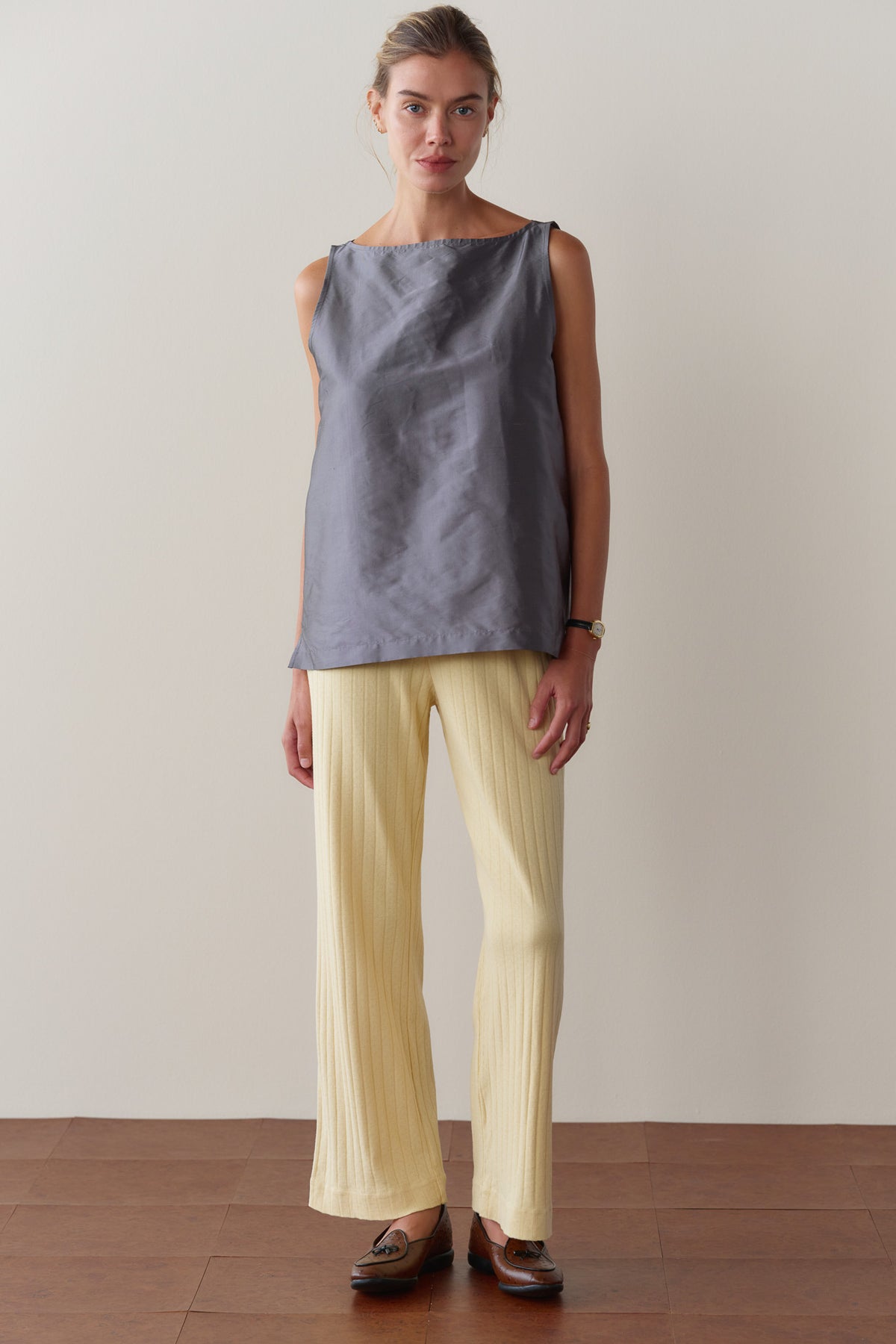 The Silk Taffeta Boatneck Shell