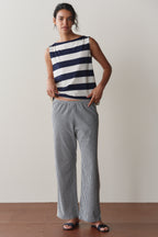 The Cotton Gingham Stripe Crop Pant