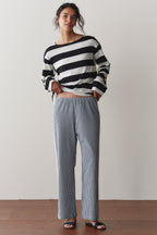 The Cotton Gingham Stripe Crop Pant