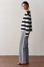 The Cotton Gingham Stripe Crop Pant