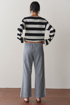 The Cotton Gingham Stripe Crop Pant