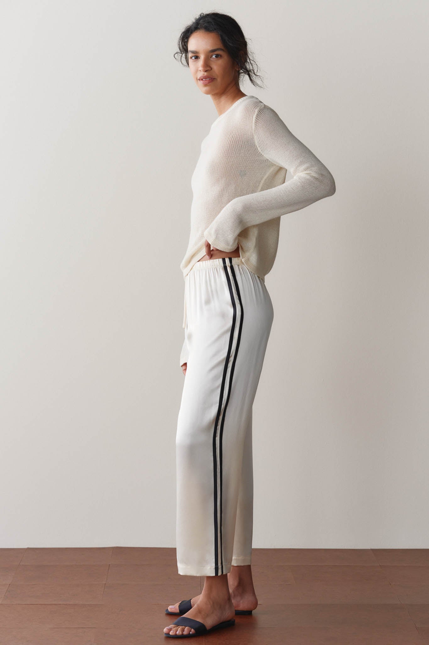 The Silk Stripe Crop Pant