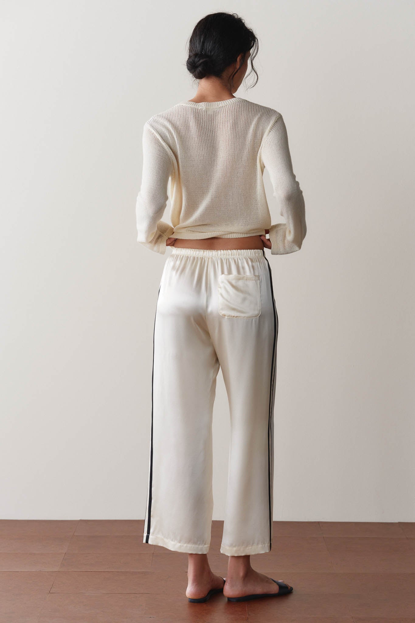 The Silk Stripe Crop Pant