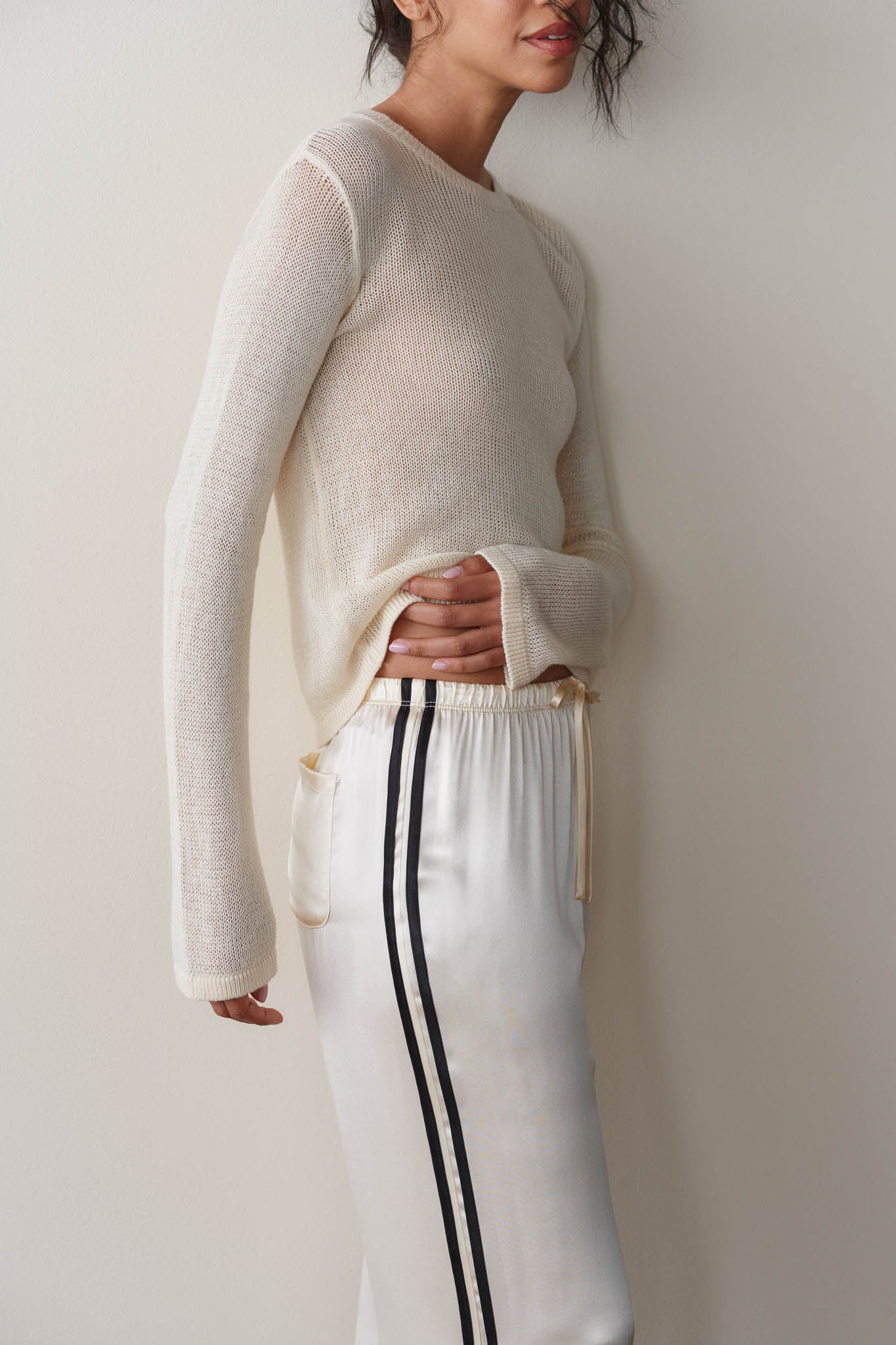 The Silk Stripe Crop Pant