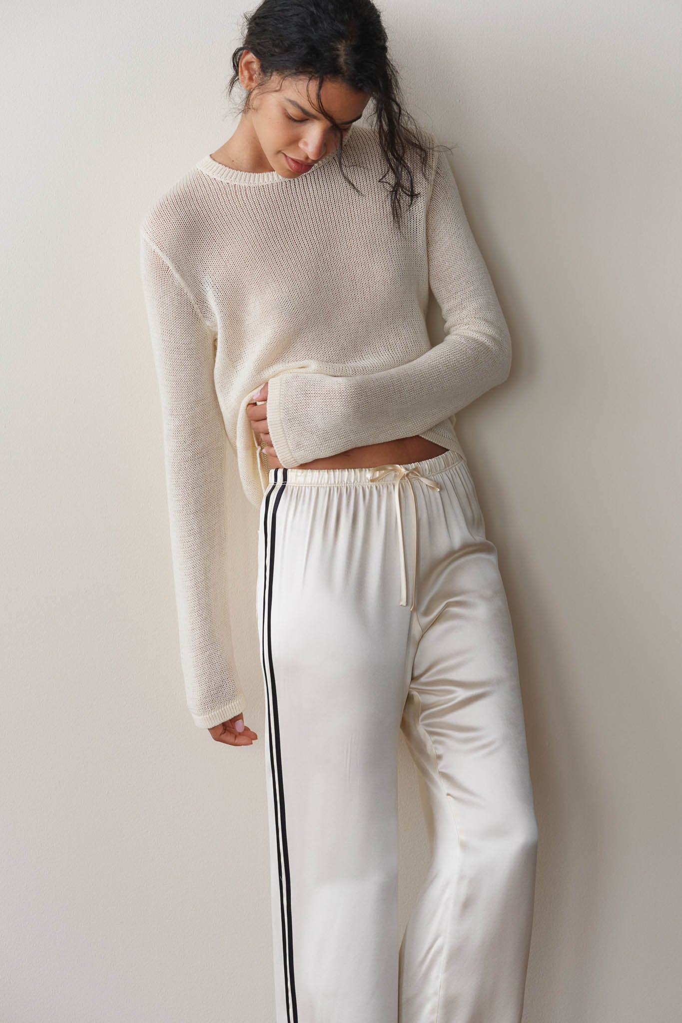 The Silk Stripe Crop Pant