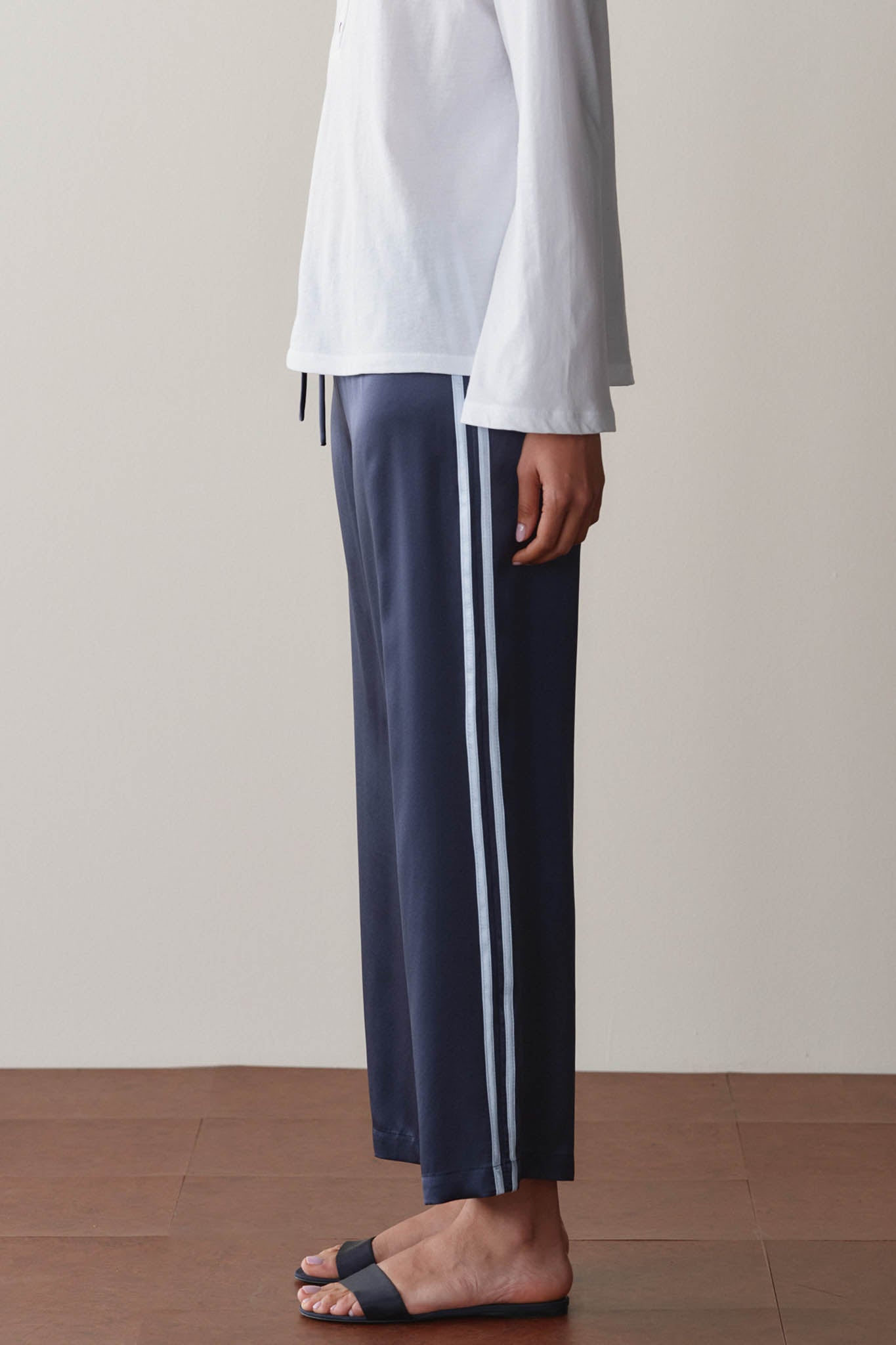 The Silk Stripe Crop Pant