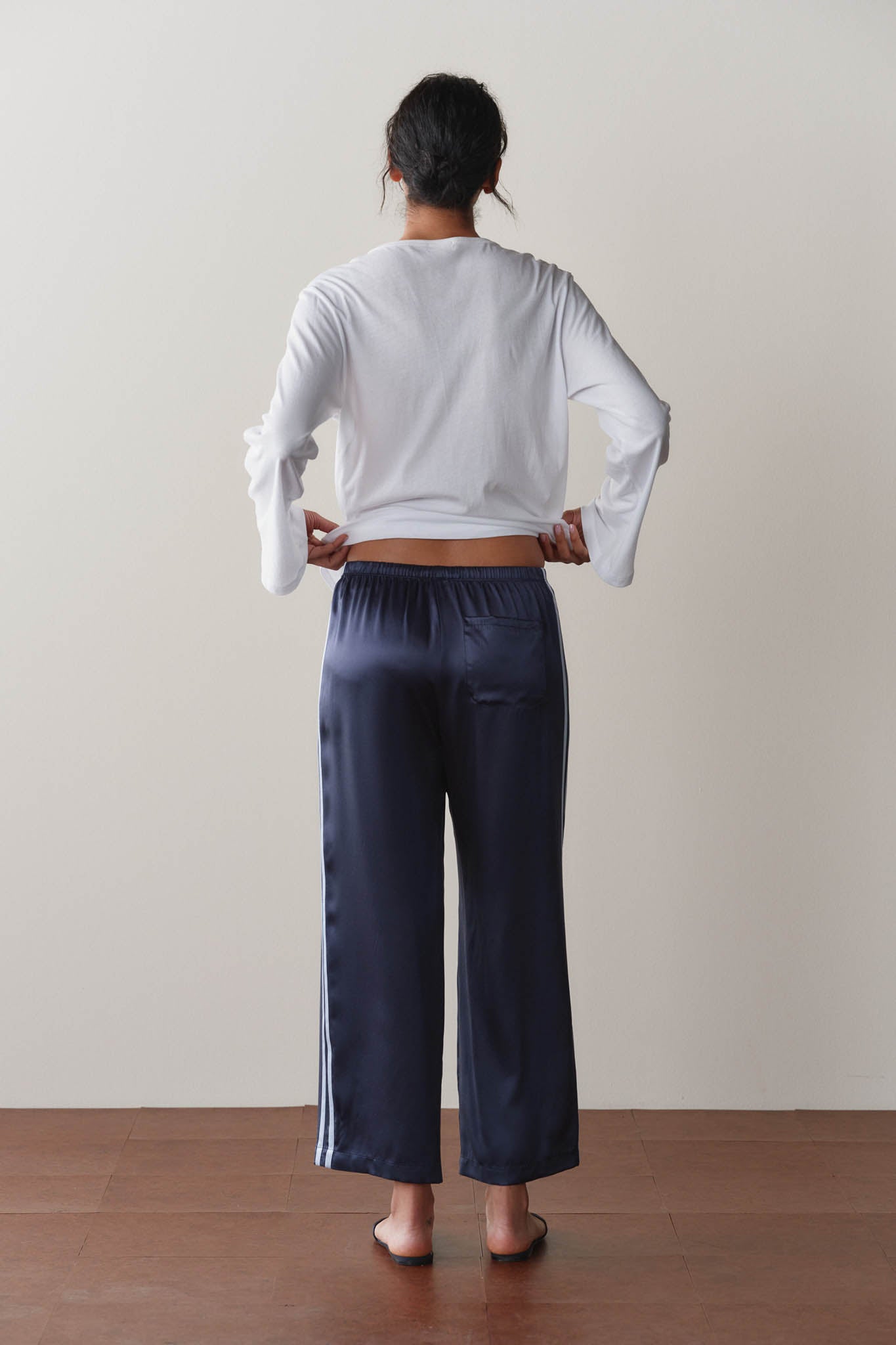 The Silk Stripe Crop Pant