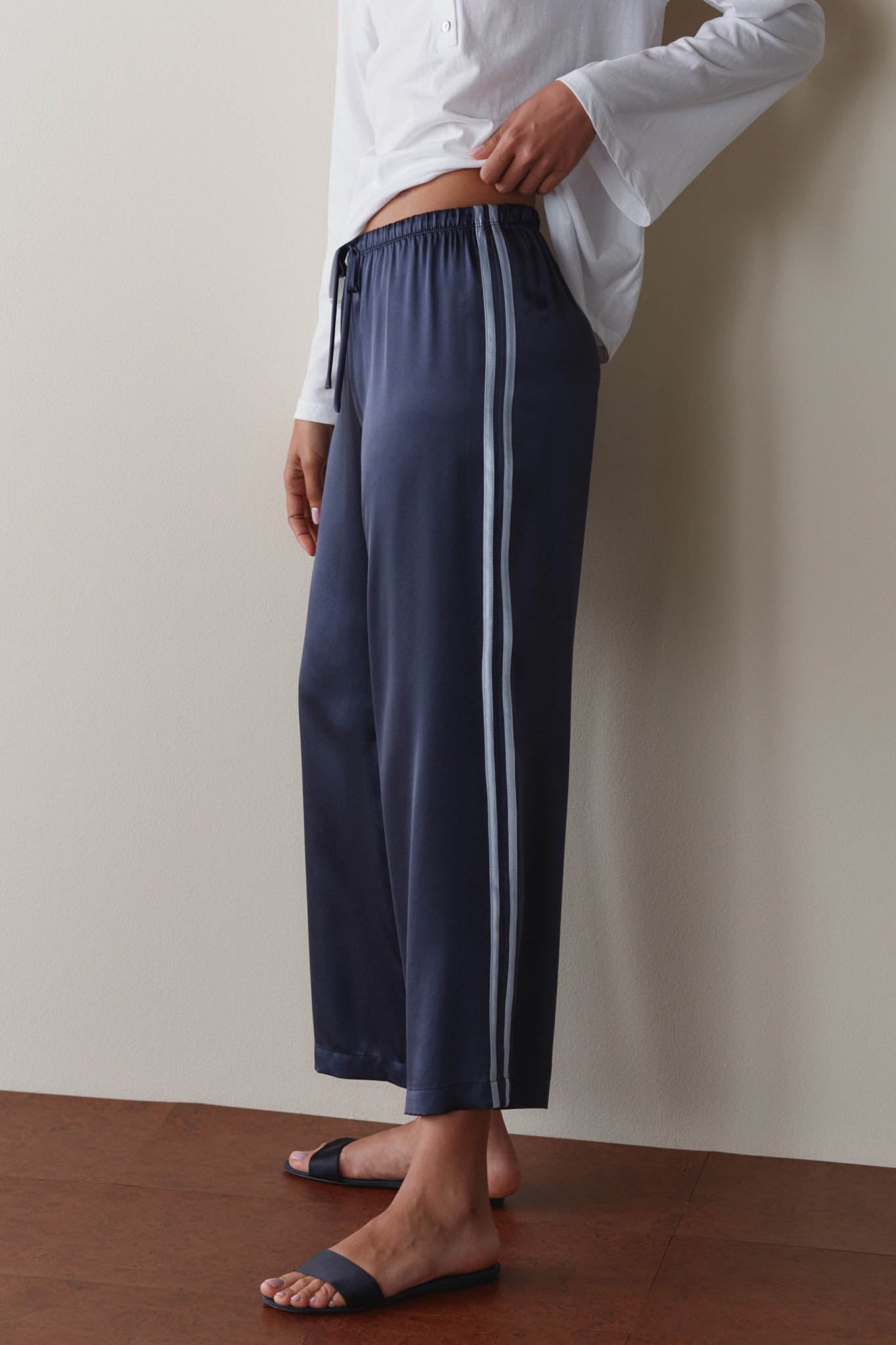 The Silk Stripe Crop Pant