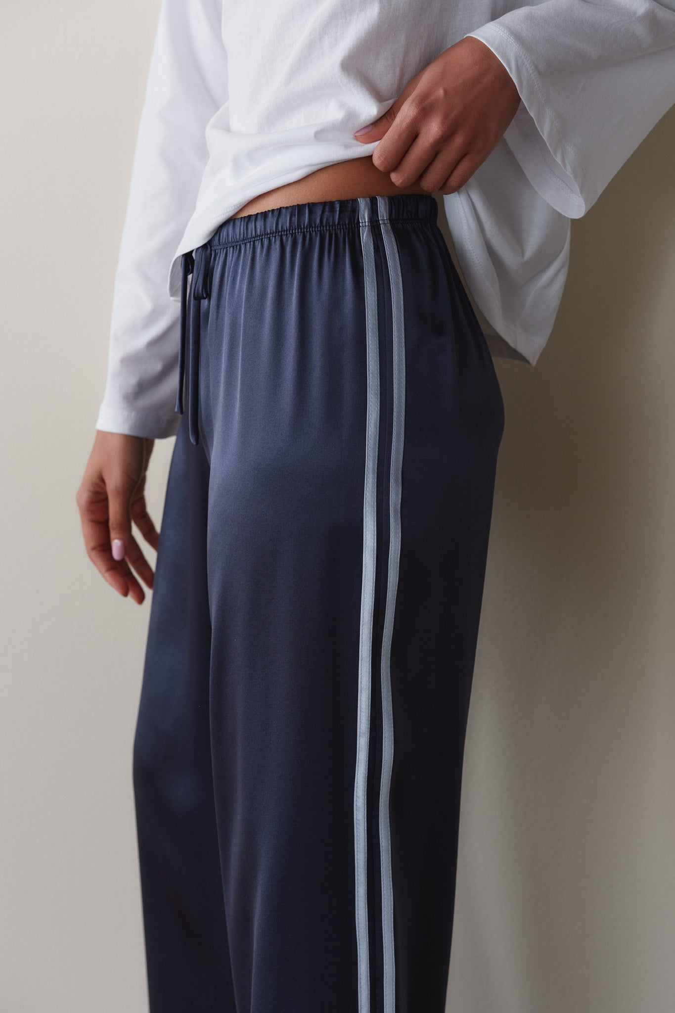 The Silk Stripe Crop Pant