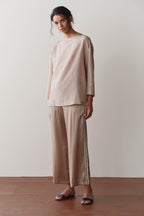 The Silk Stripe Crop Pant