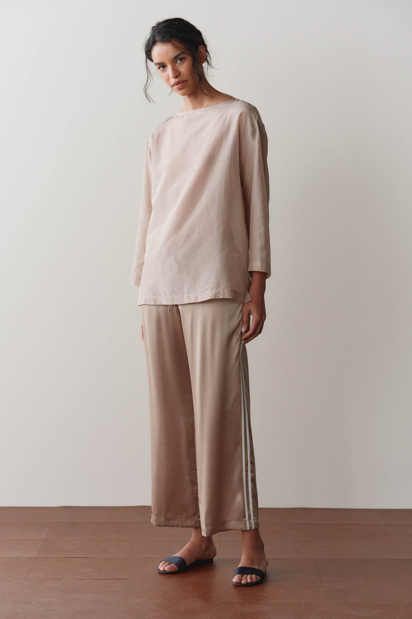 The Silk Stripe Crop Pant