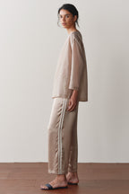 The Silk Stripe Crop Pant
