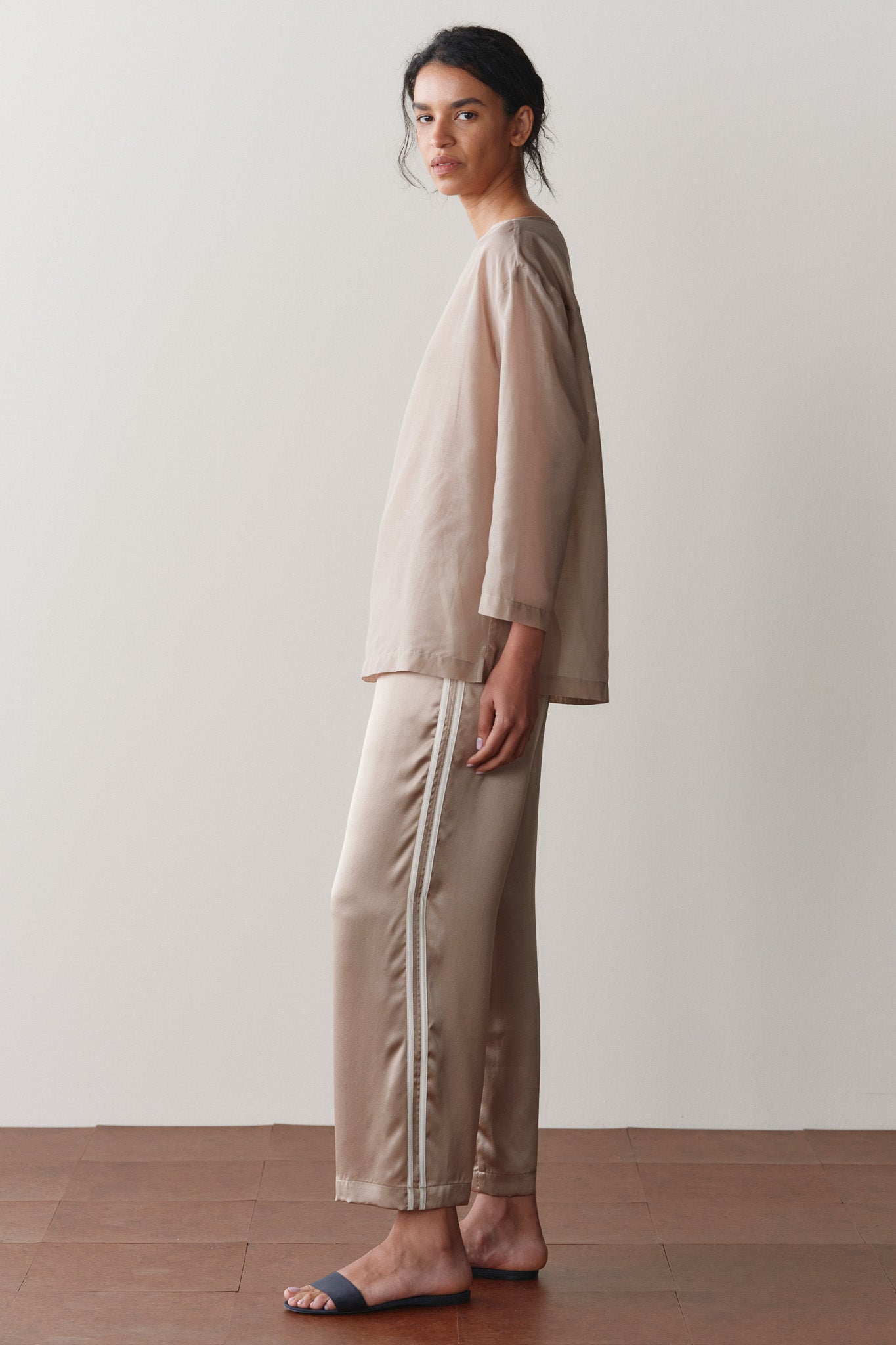 The Silk Stripe Crop Pant