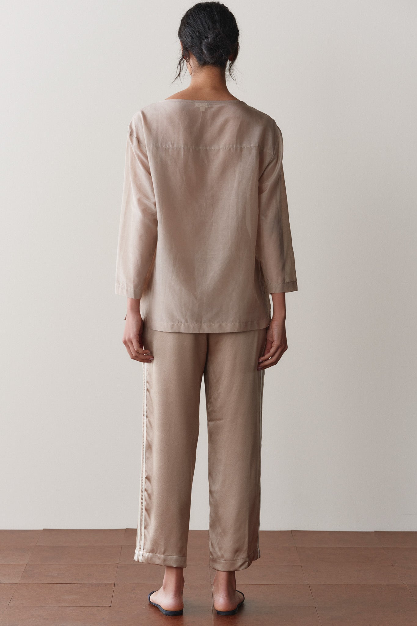 The Silk Stripe Crop Pant