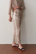 The Silk Stripe Crop Pant