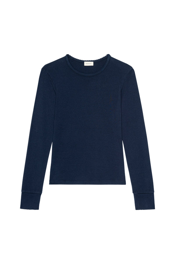 The Baby Rib Scallop Long Sleeve