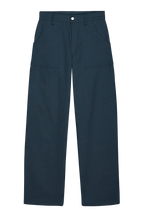 Navy blue pants on a white background
