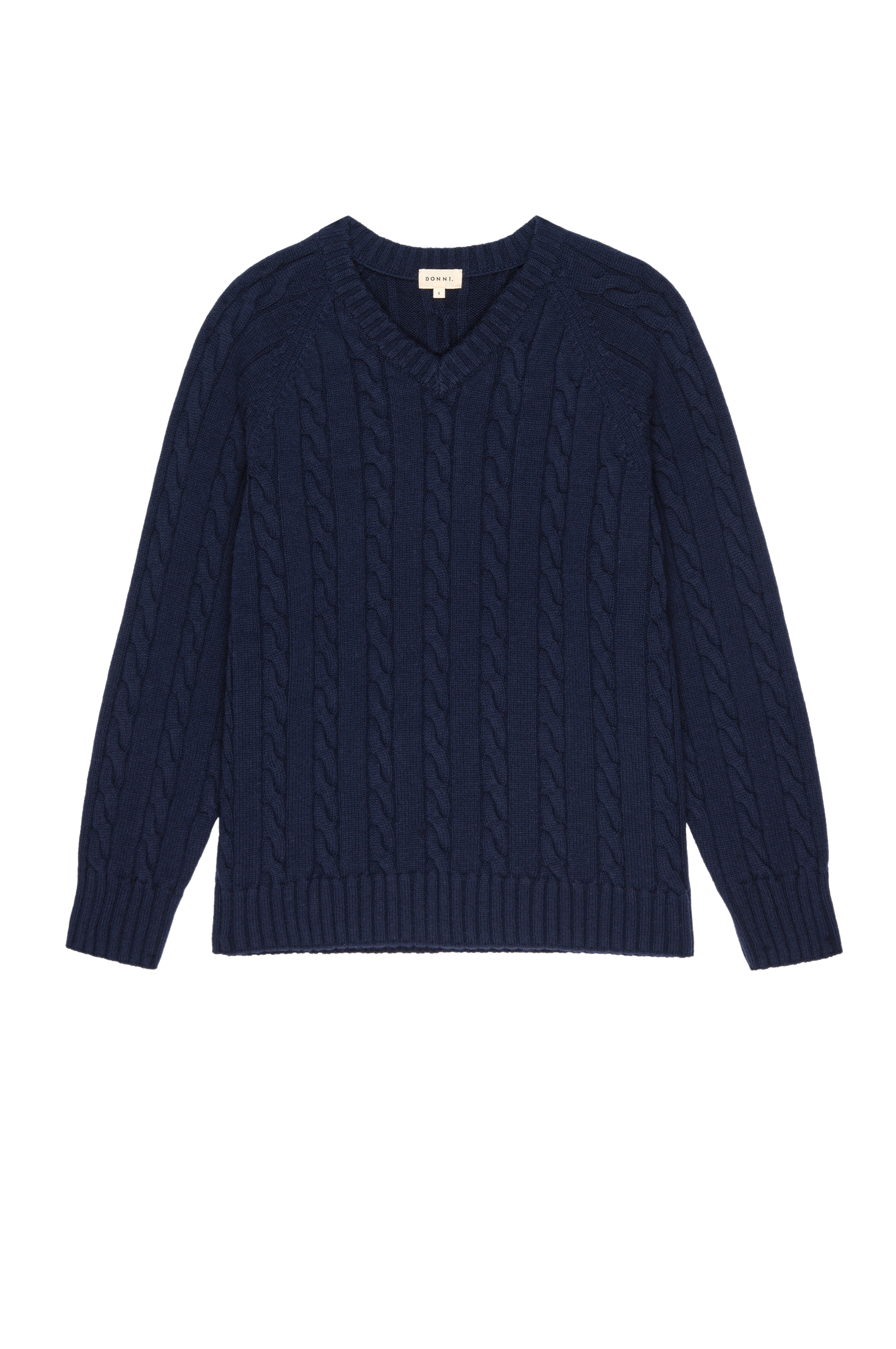 The Cable V-Neck Sweater Navy.