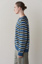 The Cotton Knit Stripe V-Neck Sweater