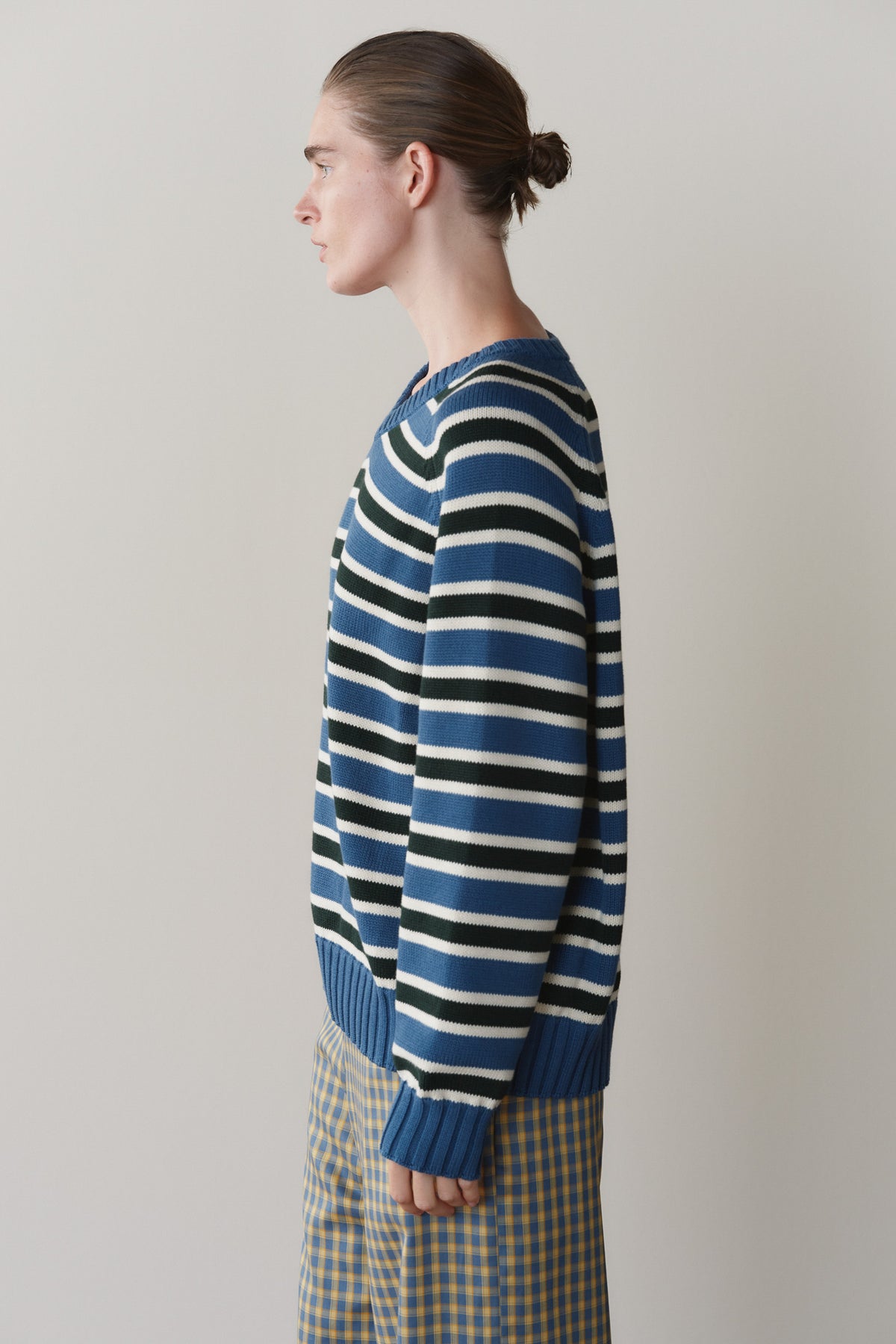 The Cotton Knit Stripe V-Neck Sweater