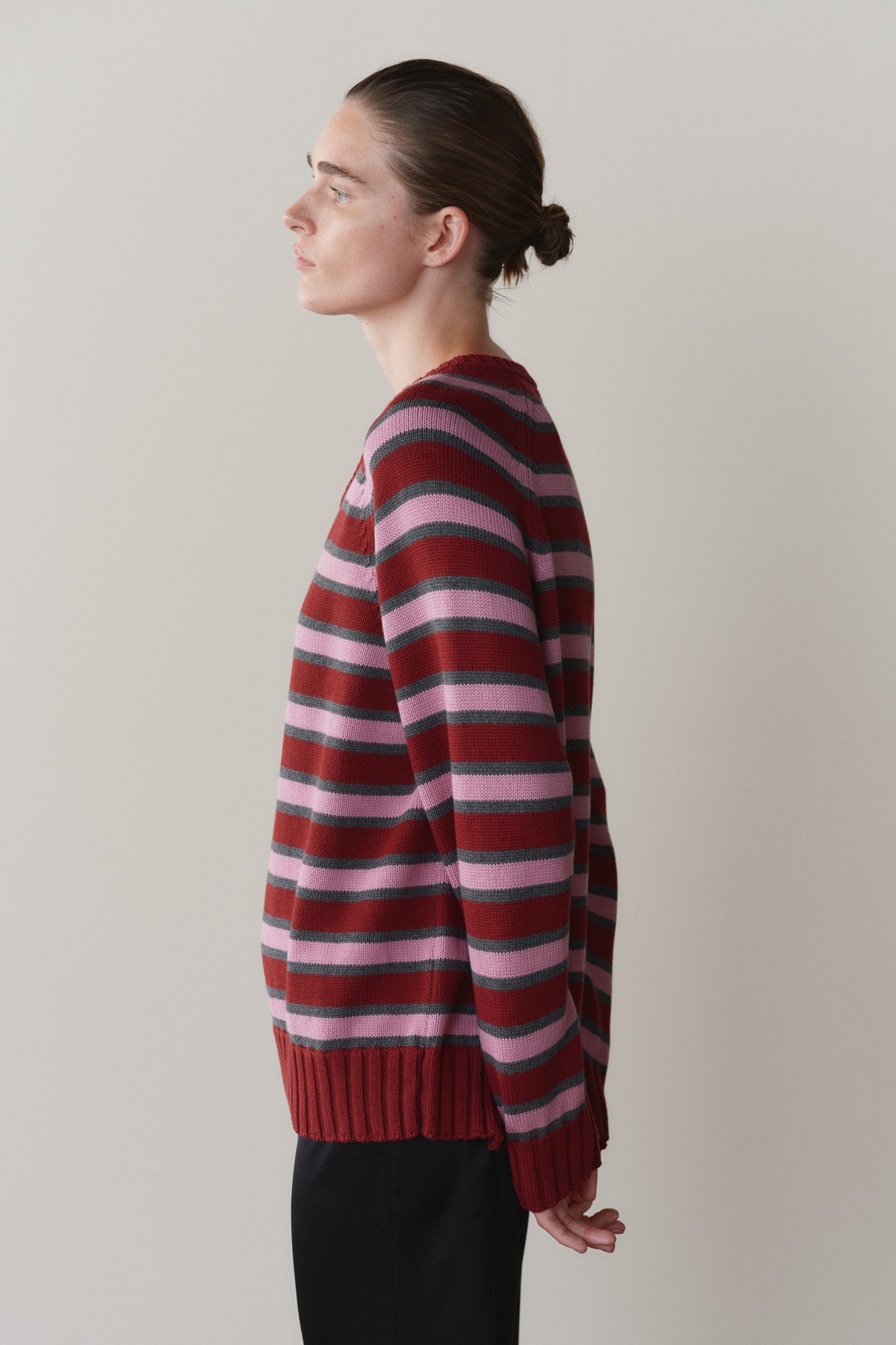 The Cotton Knit Stripe V-Neck Sweater