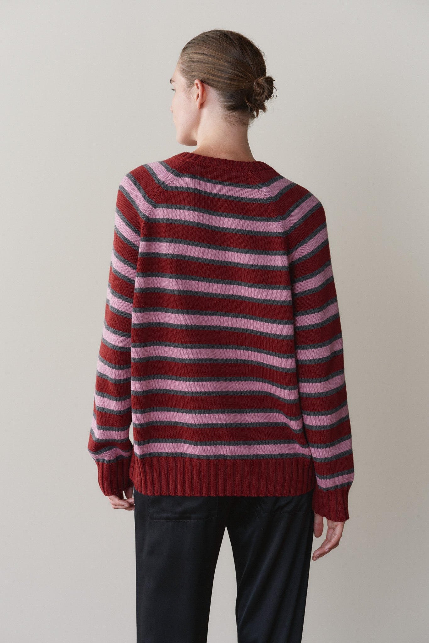 The Cotton Knit Stripe V-Neck Sweater