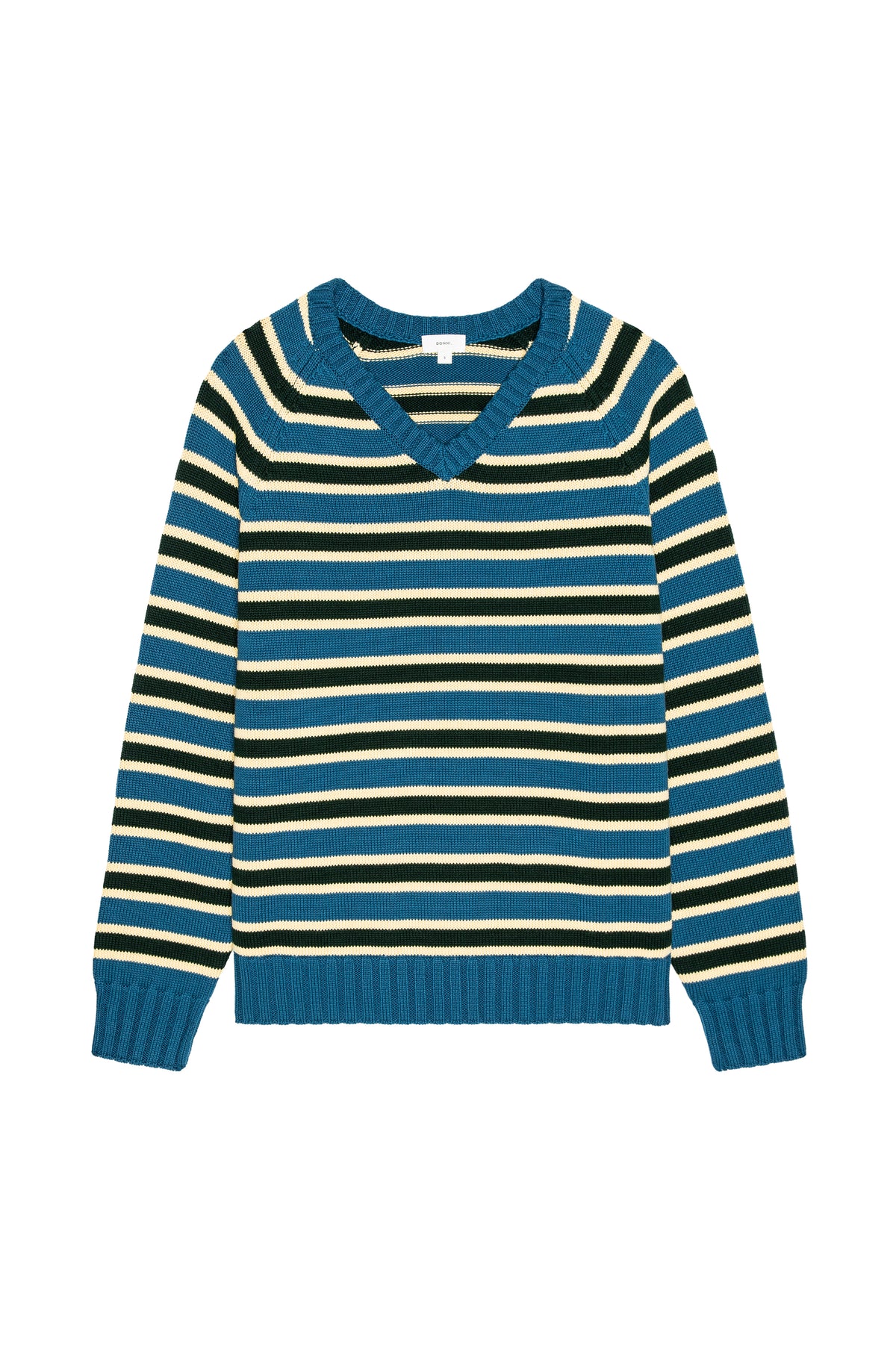 The Cotton Knit Stripe V-Neck Sweater