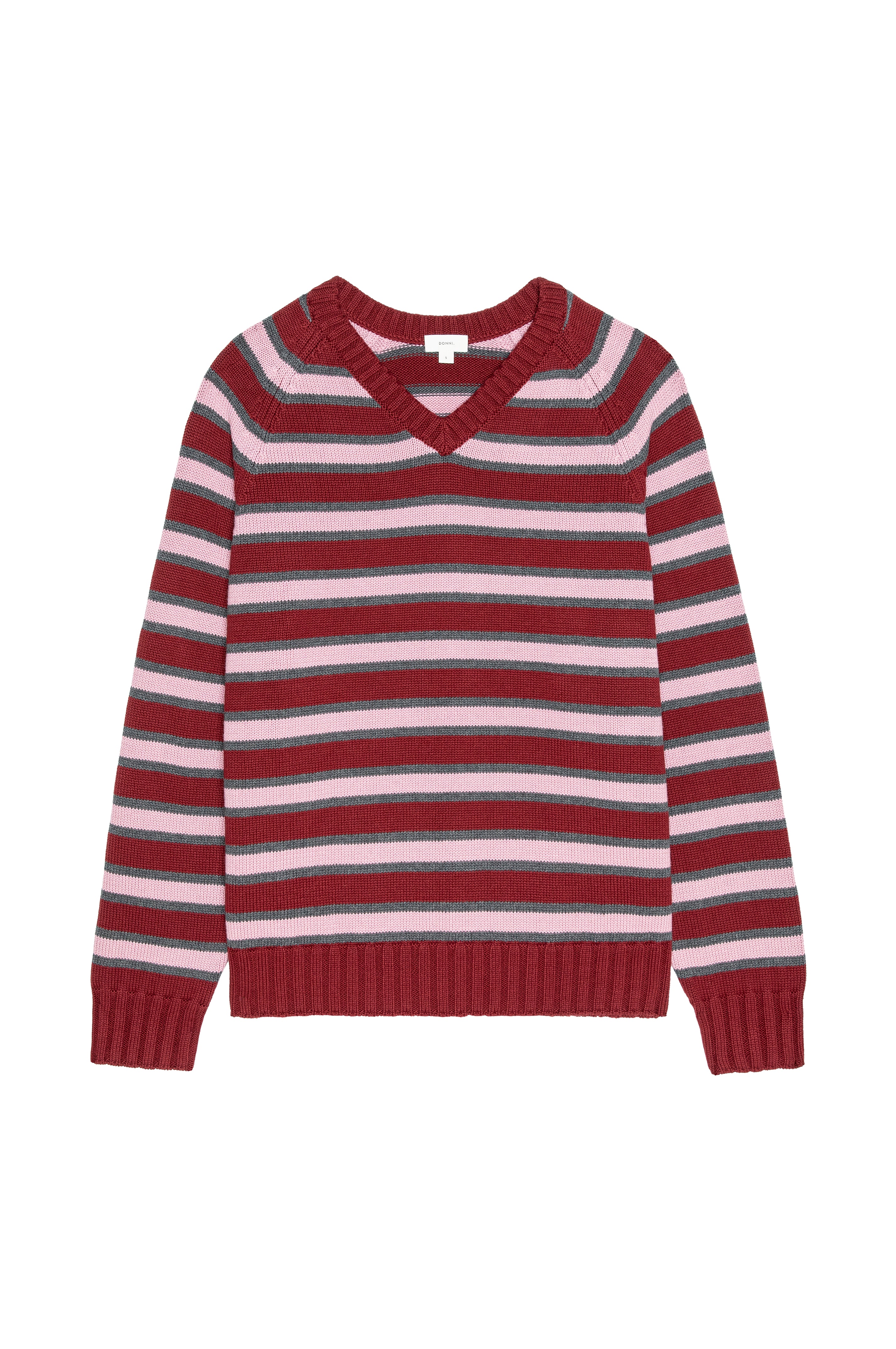 The Cotton Knit Stripe V-Neck Sweater