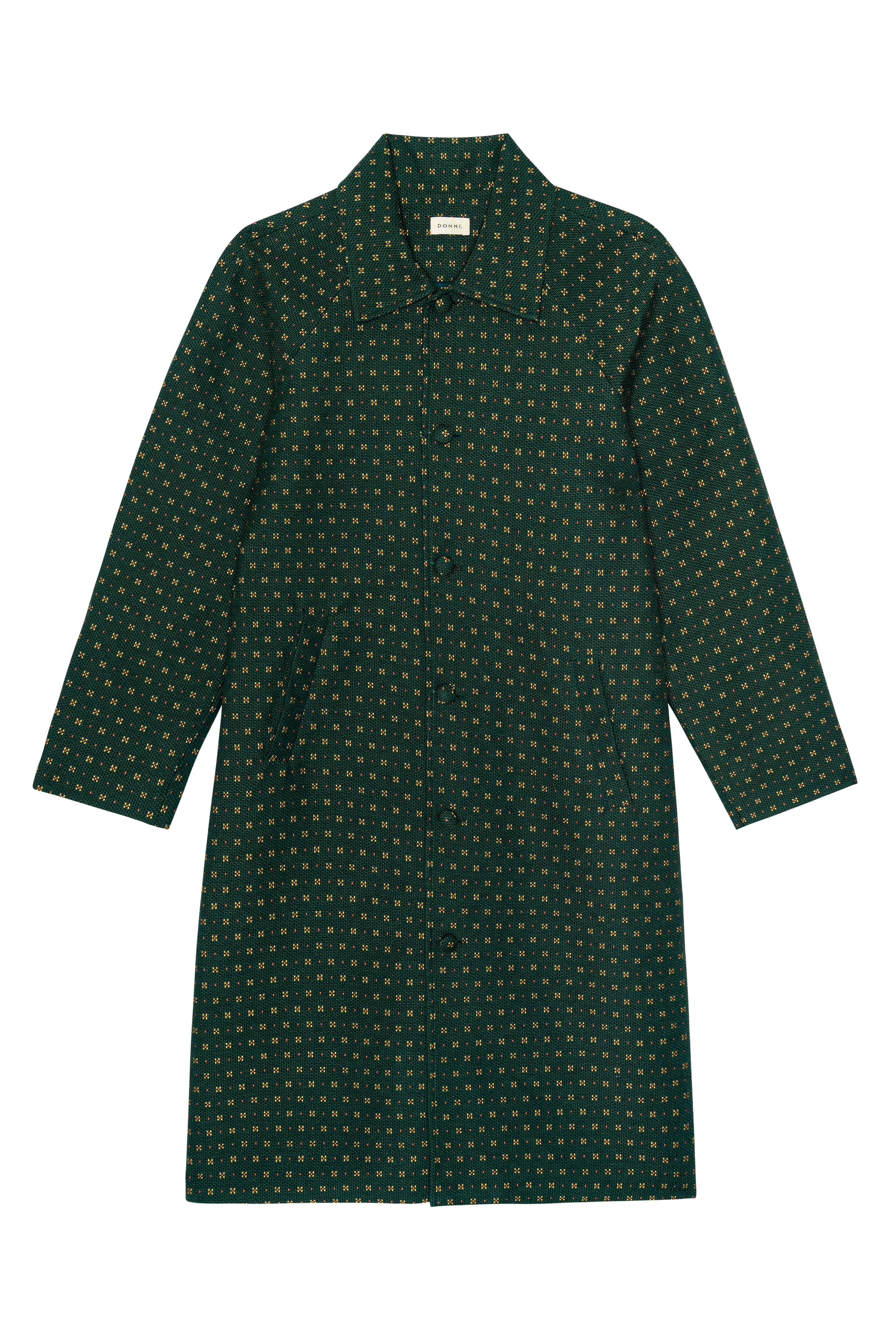 Green patterned dress on a white background