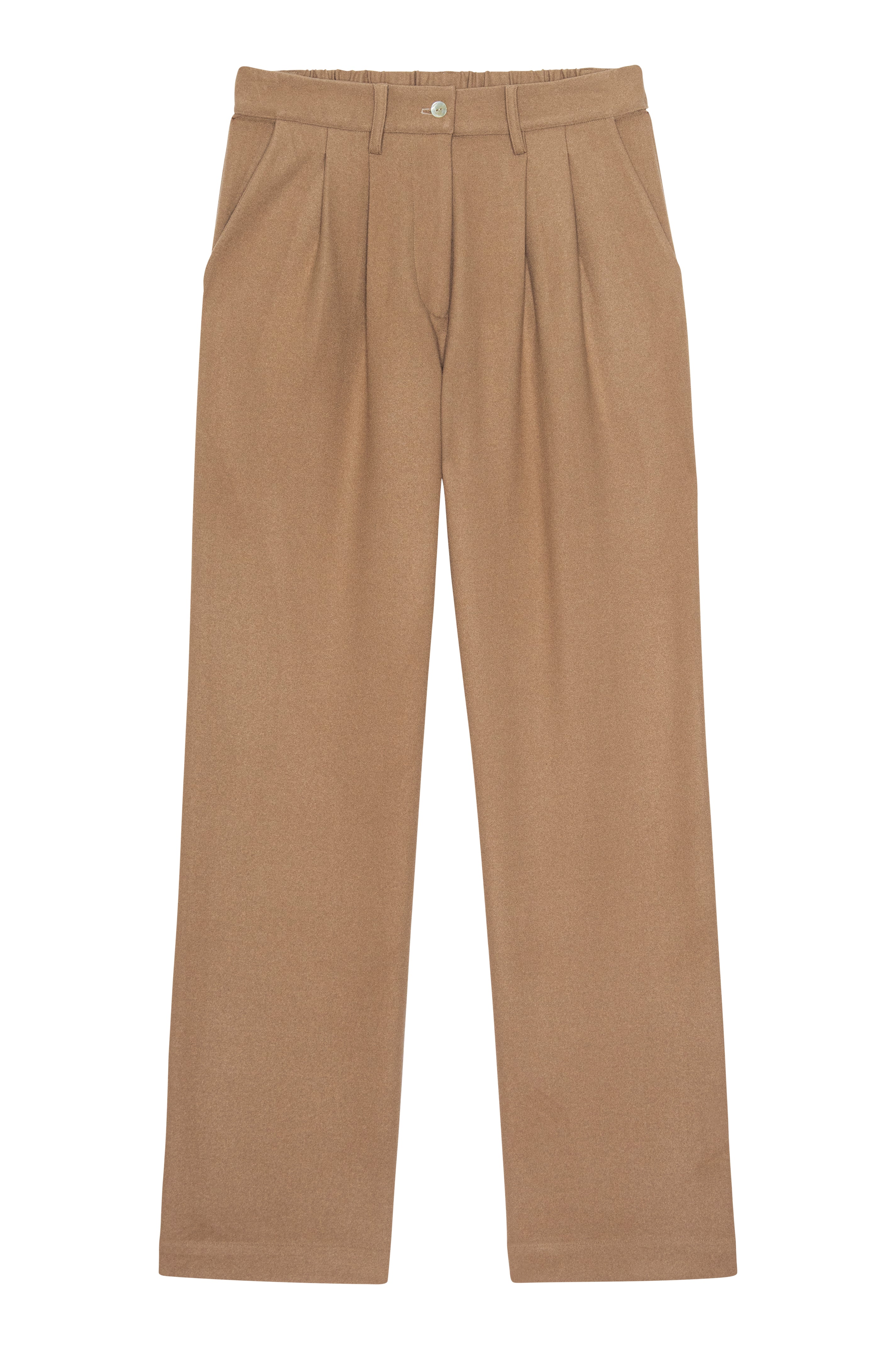 Beige pants on a white background.