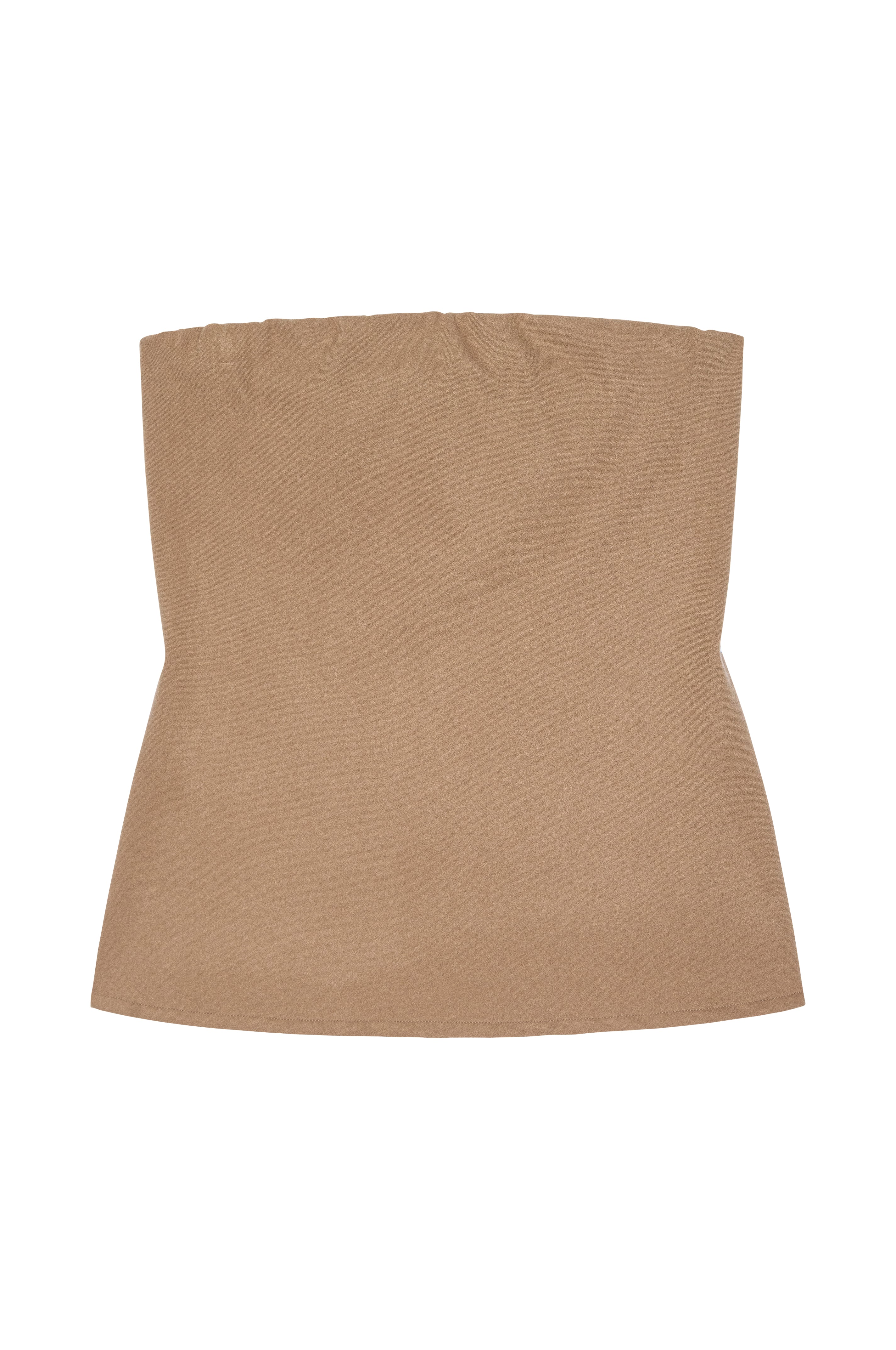Beige strapless top on a white background