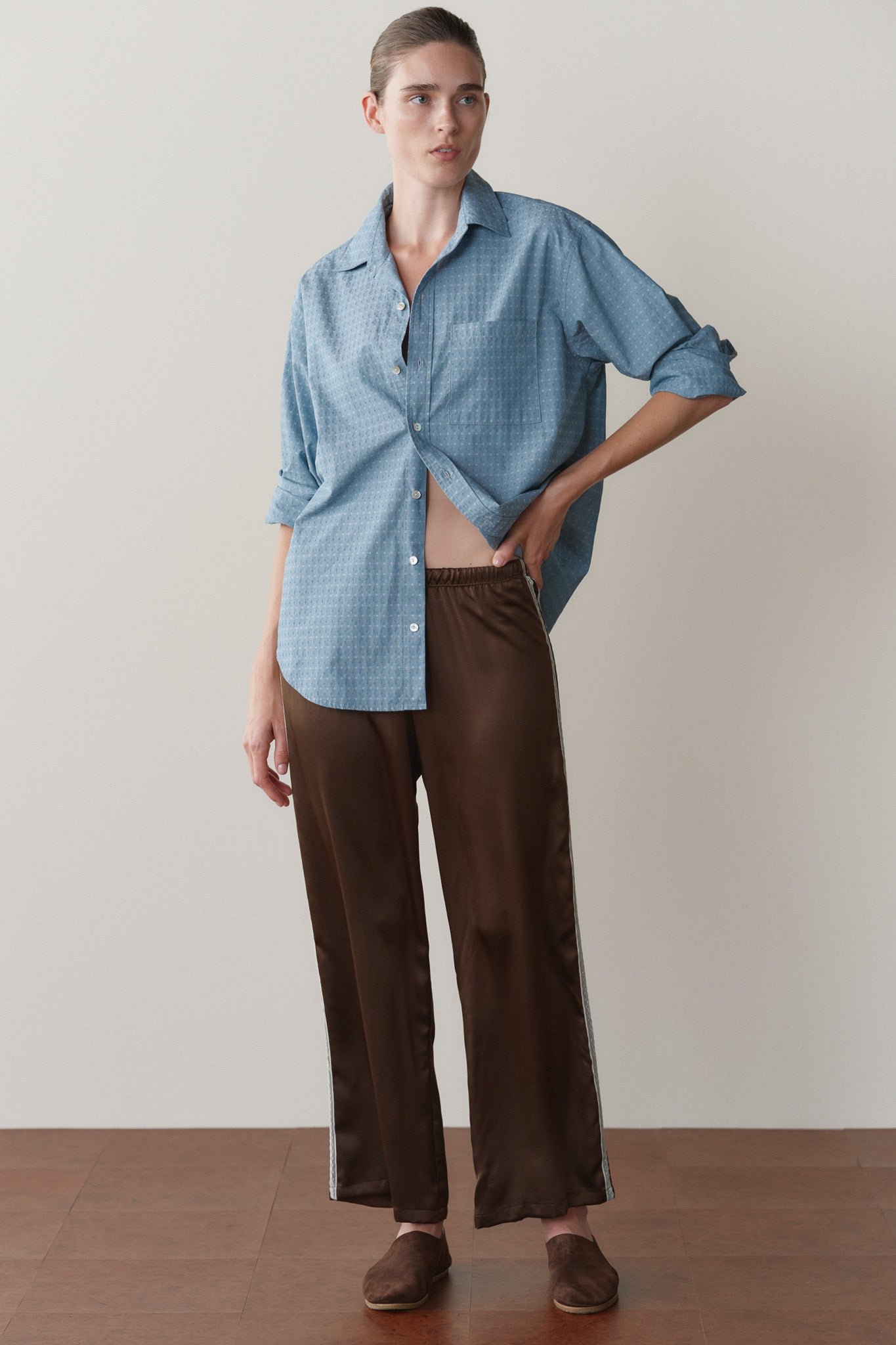 Espresso Silk Lace Stripe Crop Pant – DONNI. | Silk Charmeuse