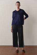 The Silk Lace Stripe Crop Pant