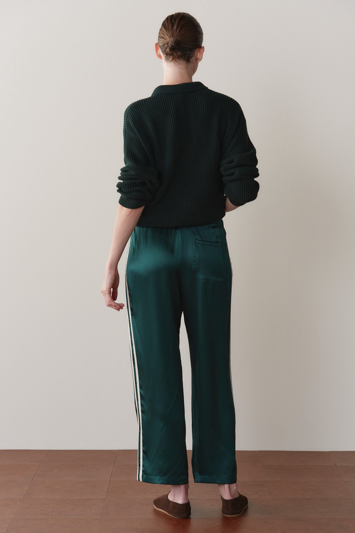 The Silk Stripe Crop Pant