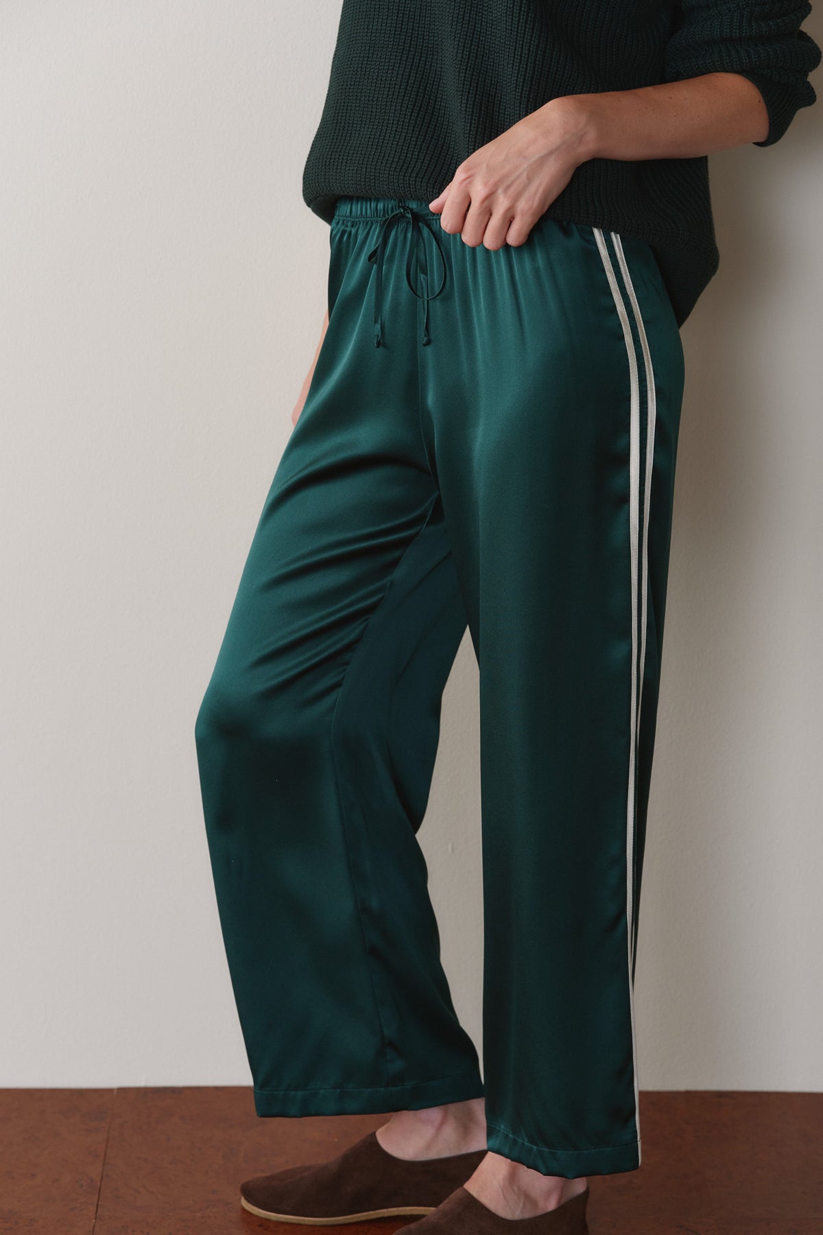 The Silk Stripe Crop Pant