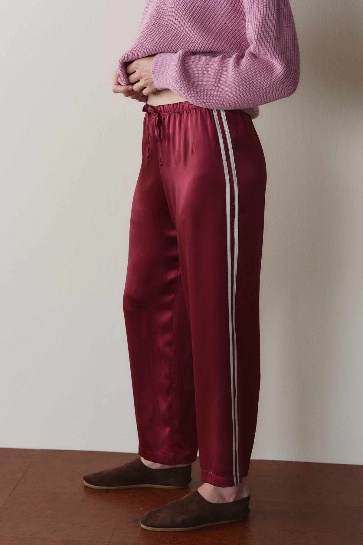 The Silk Stripe Crop Pant