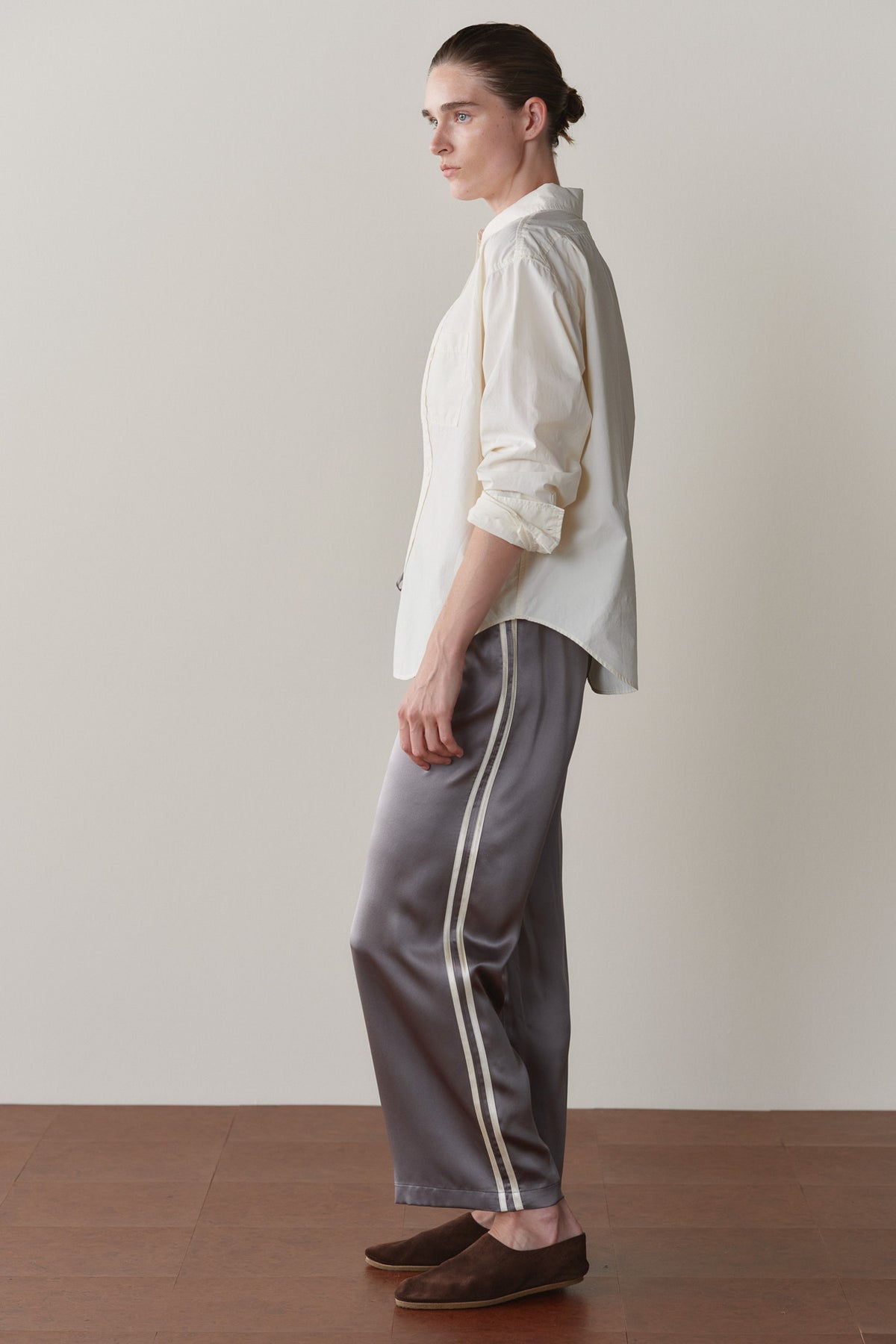 The Silk Stripe Crop Pant