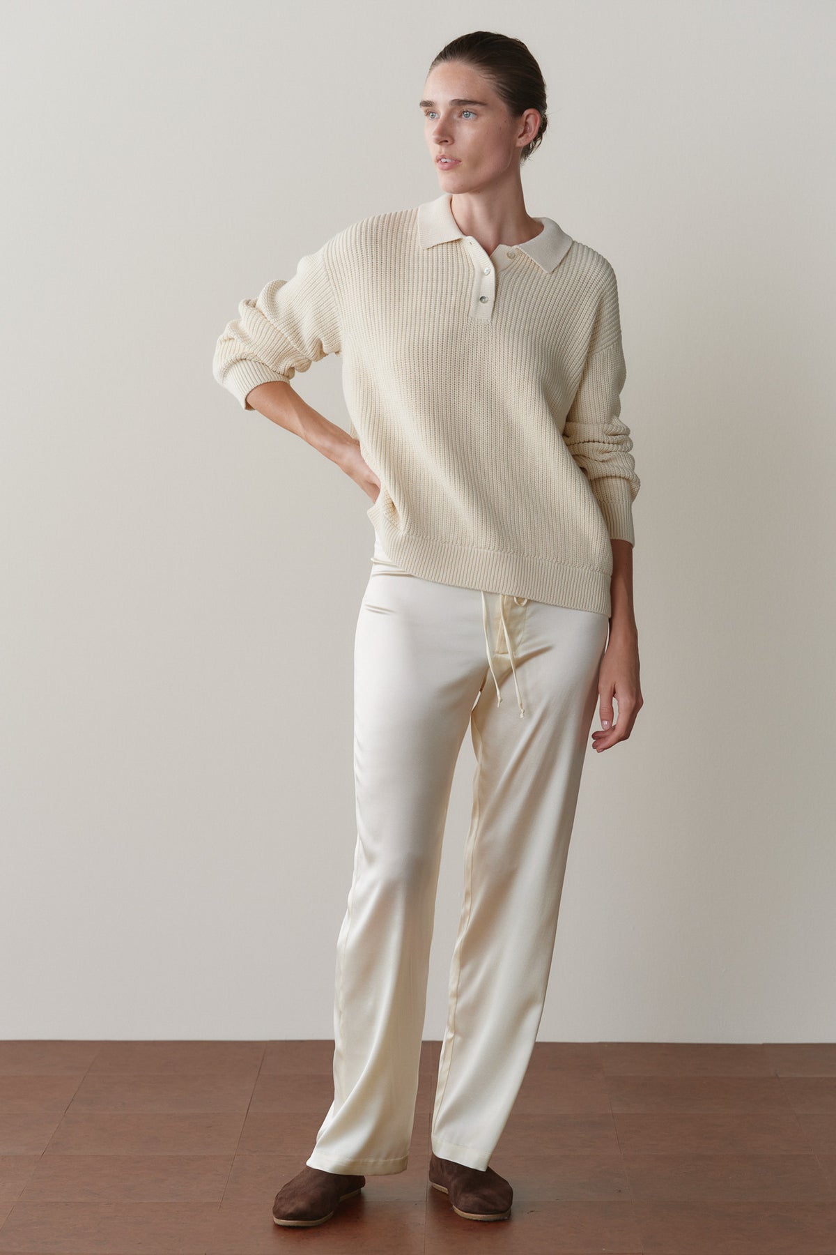 The Silk Stretch Board Pant Creme