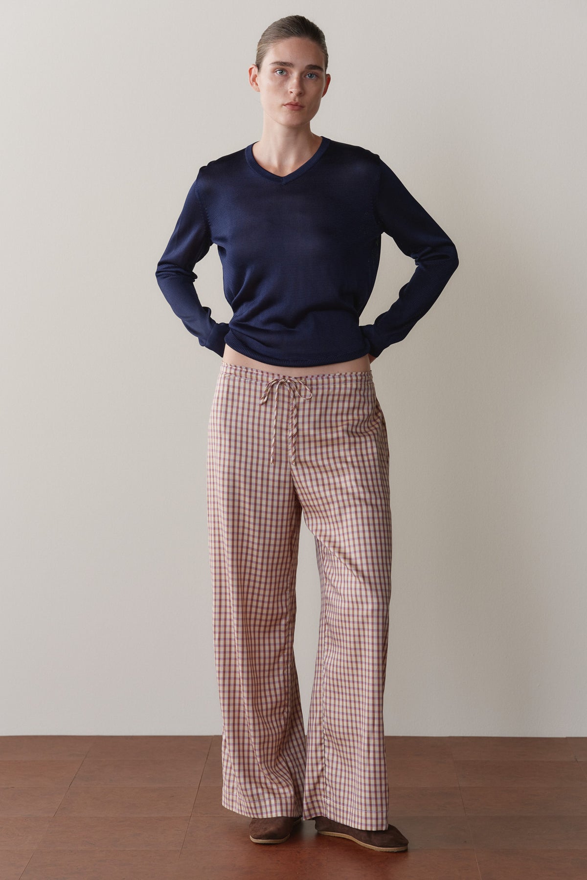 The Tencel Plaid Tie Pant