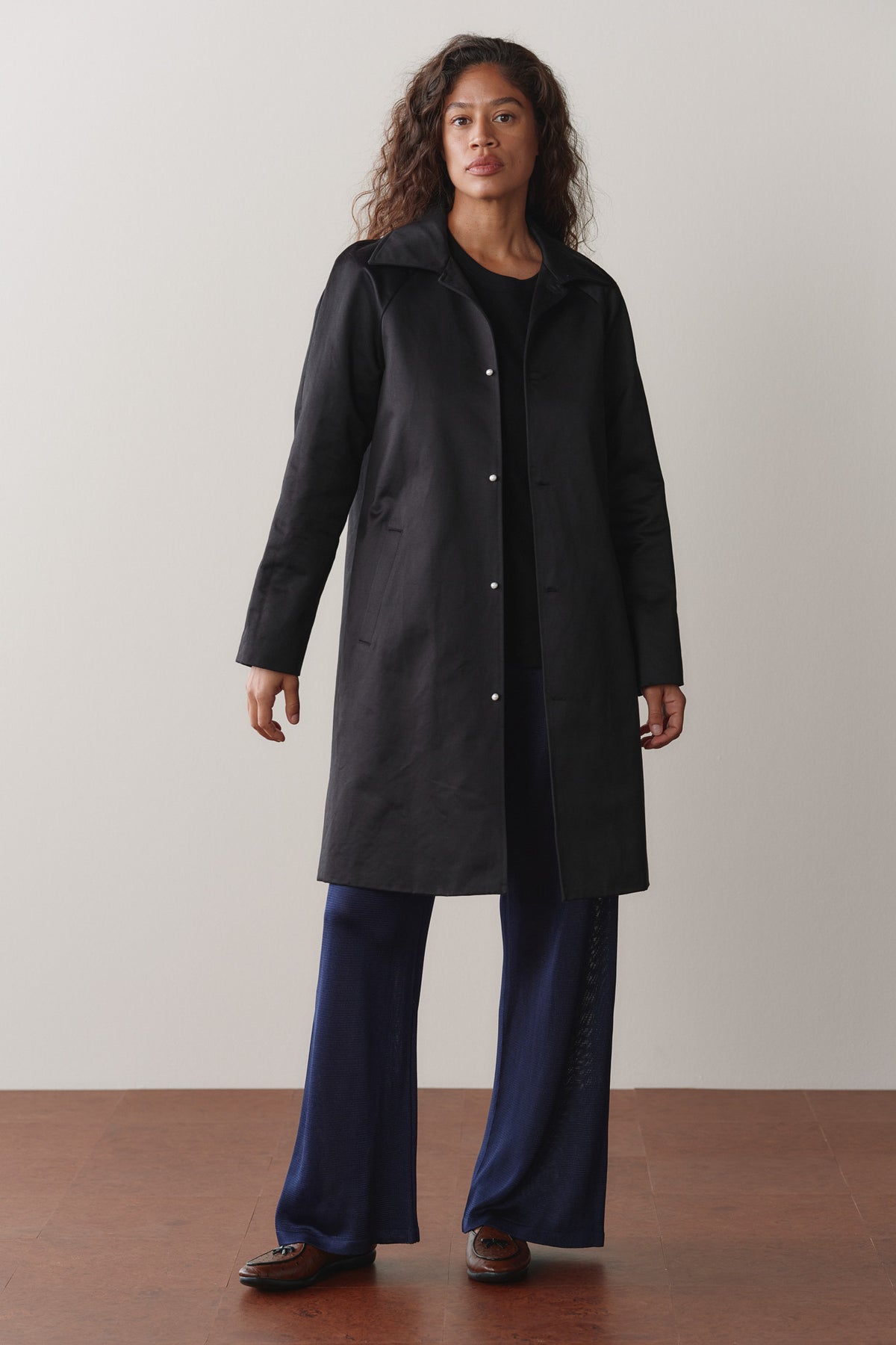 Jet Sateen Cotton Car Coat | DONNI.