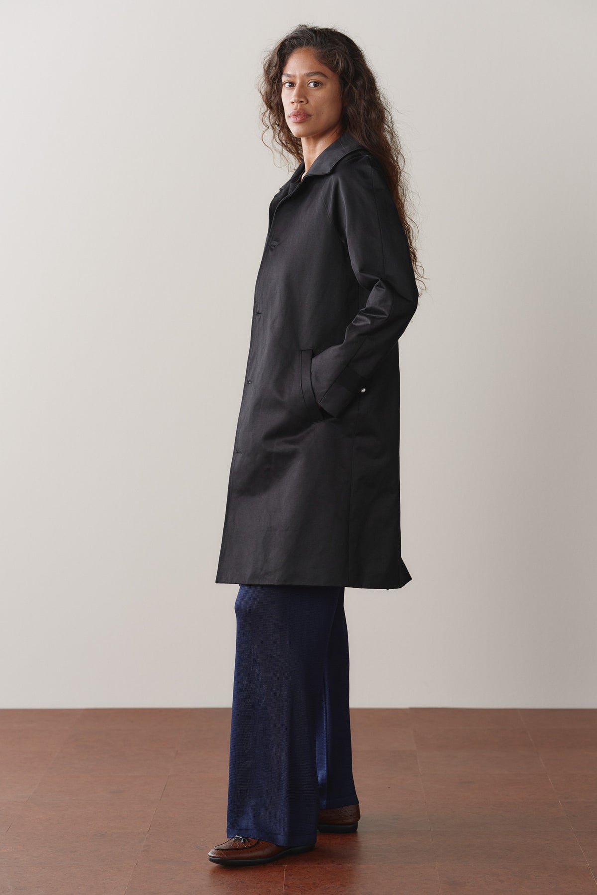 Jet Sateen Cotton Car Coat | DONNI.