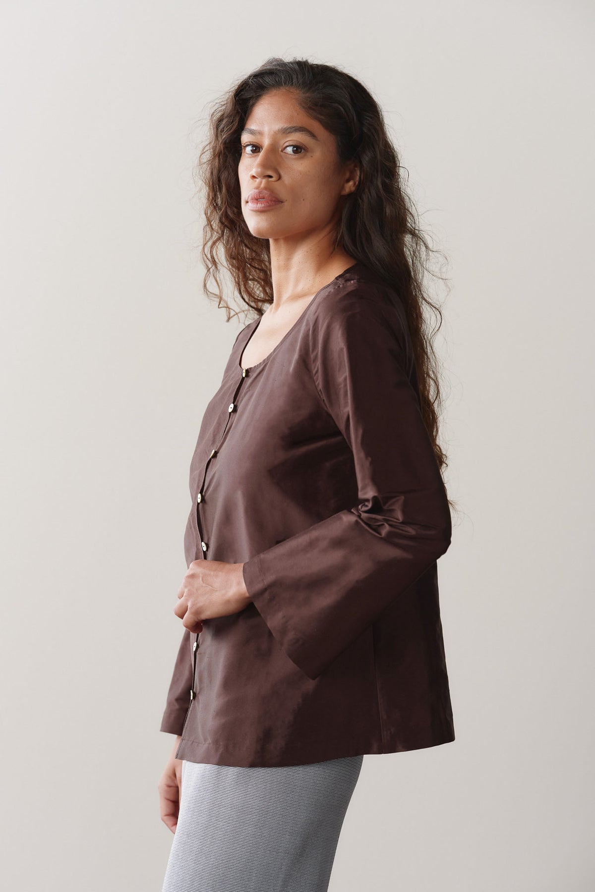 The Silk Taffeta Loop Top