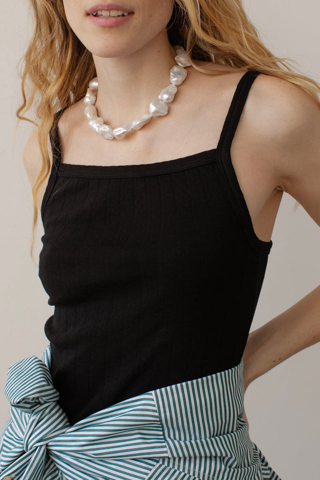 The Pointelle Square Neck Tank