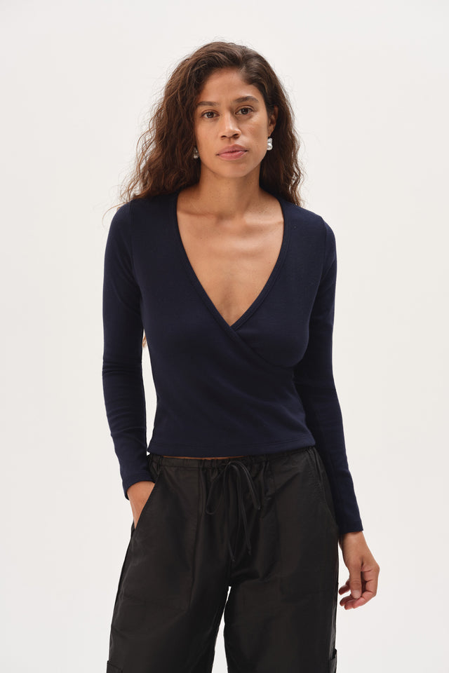 The Baby Rib Criss Cross Long Sleeve