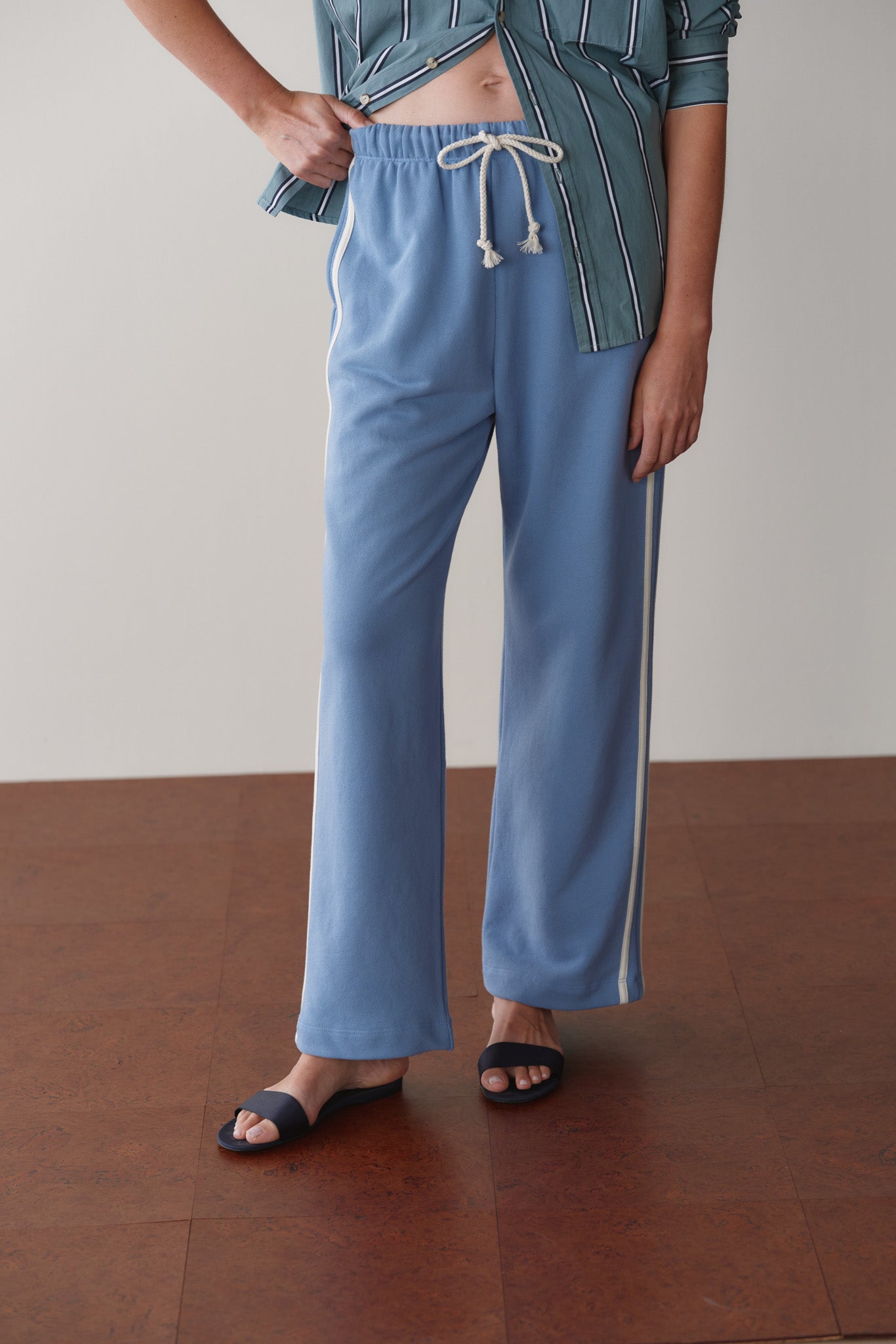 The Eco-Terry Stripe Crop Pant