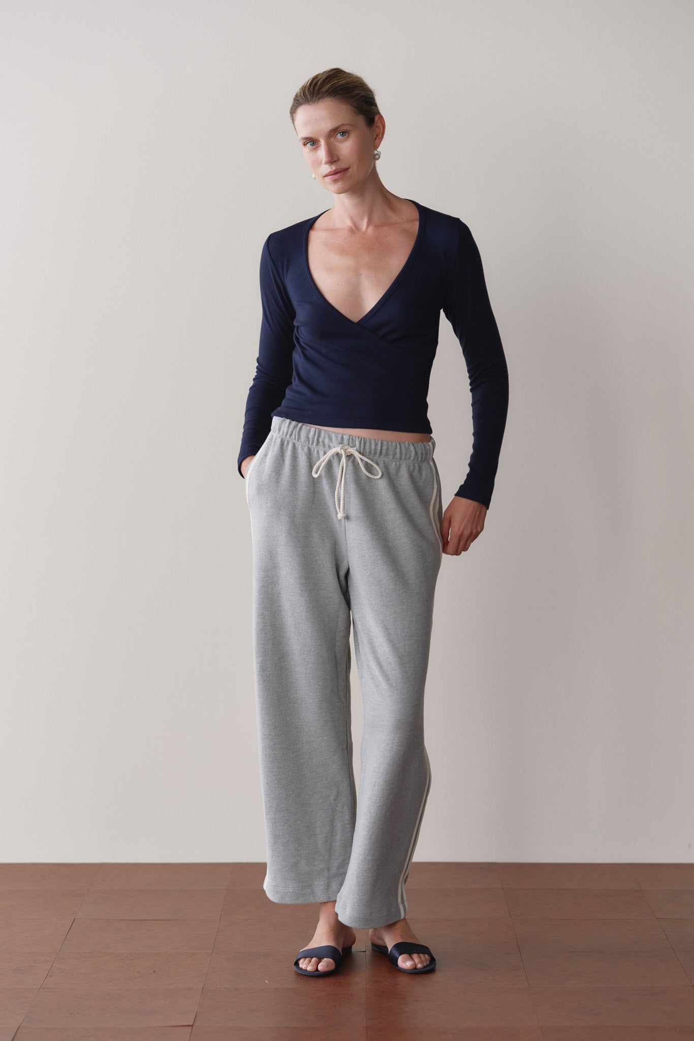 The Eco-Terry Stripe Crop Pant